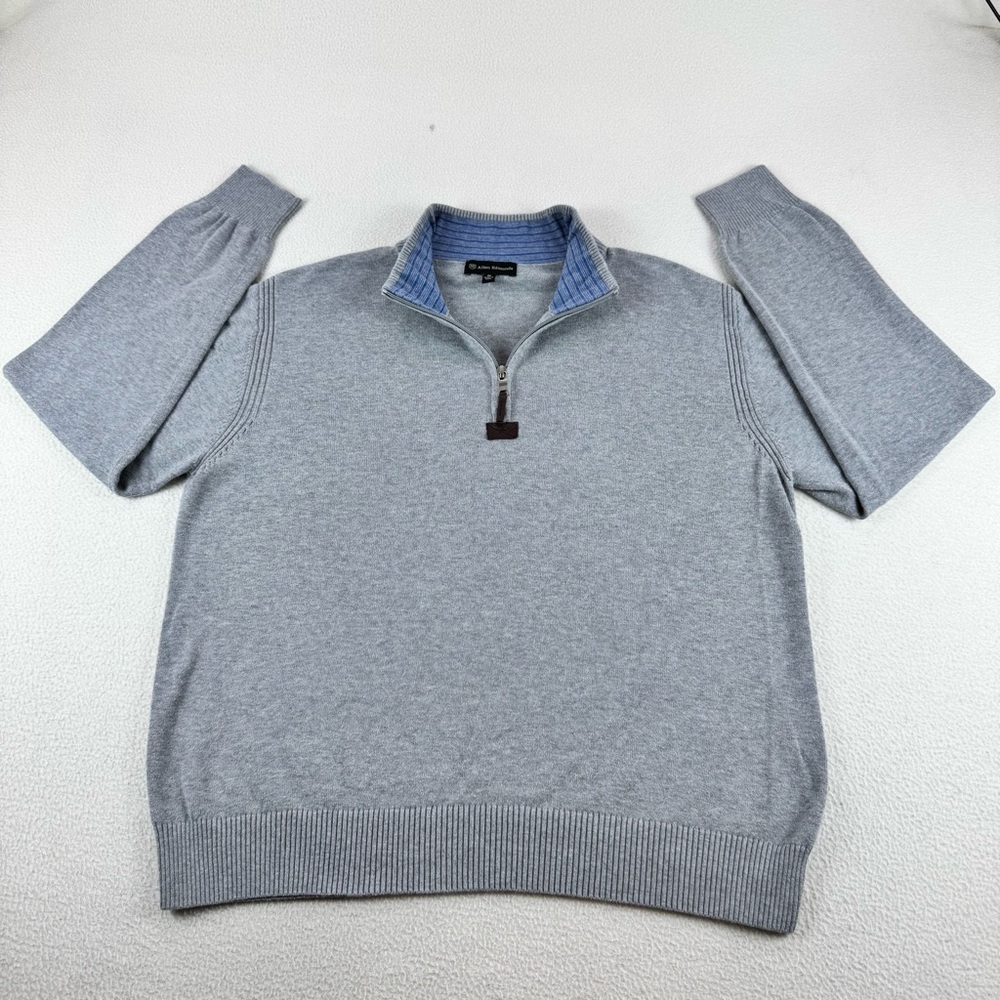 Allen Edmonds 1/4 zip knit sweater men’s M gray Pima cotton pullover long sleeve